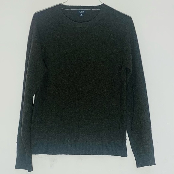 J. Crew Men's Lambs Wool Dark Green Sweater SZ M - Picture 1 of 5